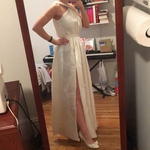 2 - 4 white front slit evening dress